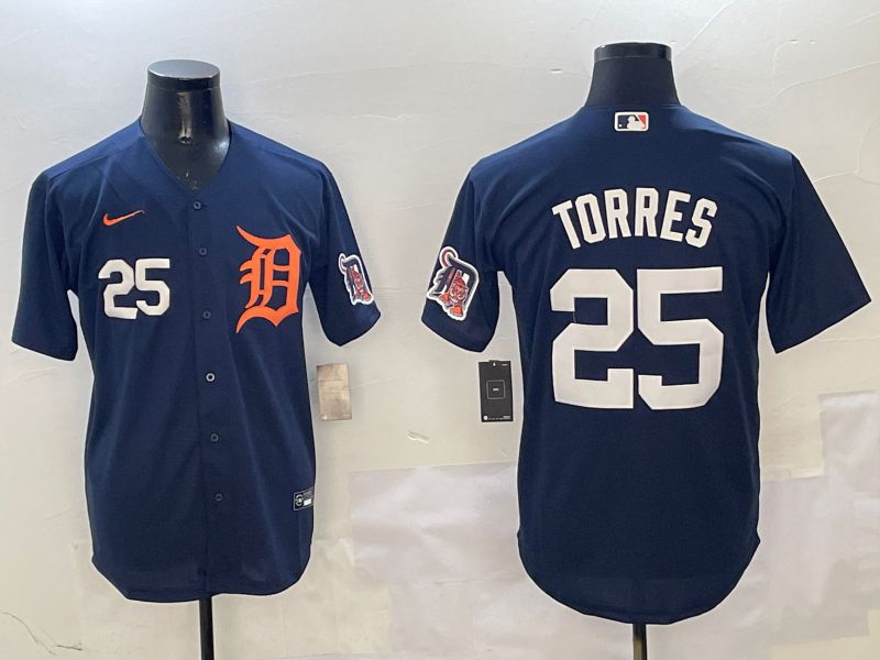 Men Detroit Tigers #25 Torres Drak Blue Game 2025 Nike MLB Jersey style 3122